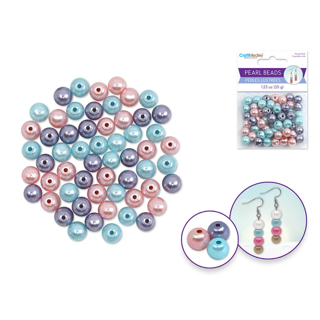 Glass Fired Pearls 8mm 35g 3 Color Asst Multi-Pack, Bloom