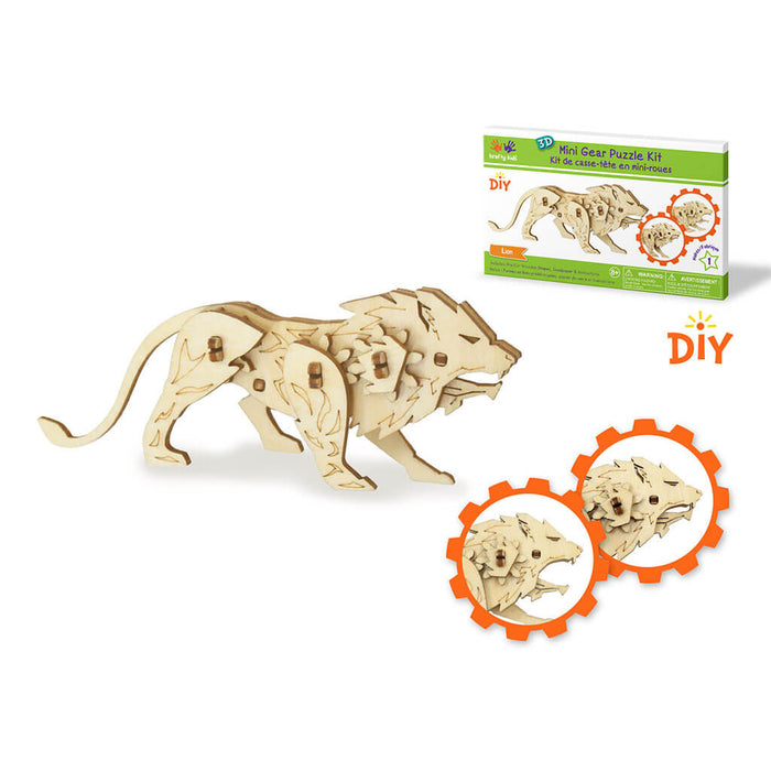 3D Mini Mechanical Gear Wood Puzzle, Lion