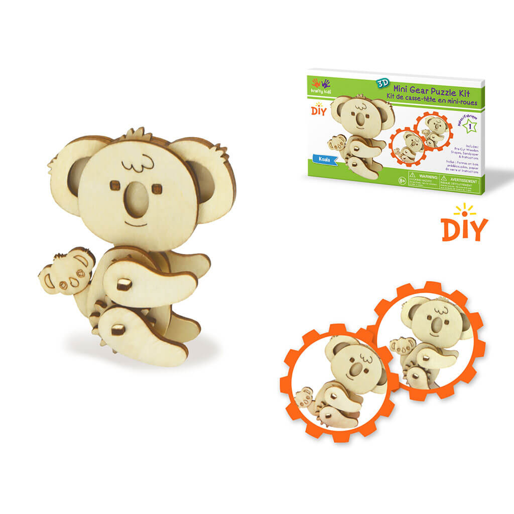 3D Mini Mechanical Gear Wood Puzzle, Koala Bear