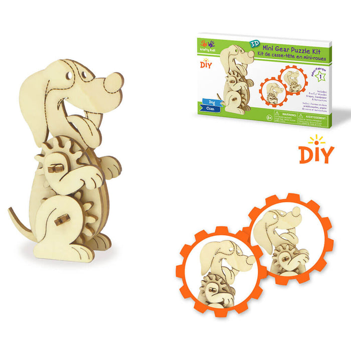 3D Mini Mechanical Gear Wood Puzzle, Dog