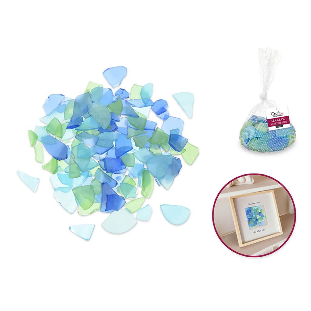 Craft Decor 450g Sea Glass Asst Aqua Blend