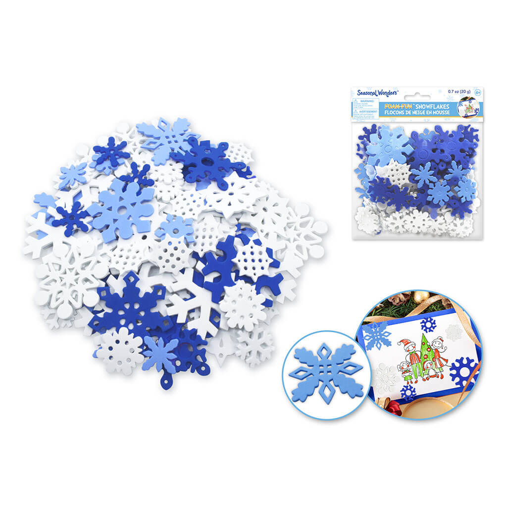 Seasonal Wonders 20g Foam-Fun Snowflakes Asst 3-Colors