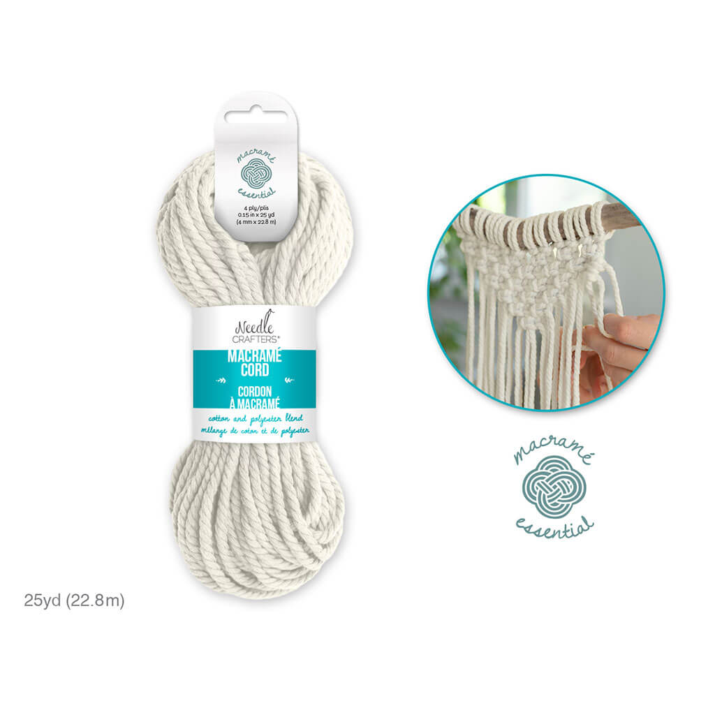 Needlecrafters Macrame Cord 4mm 25yds, White