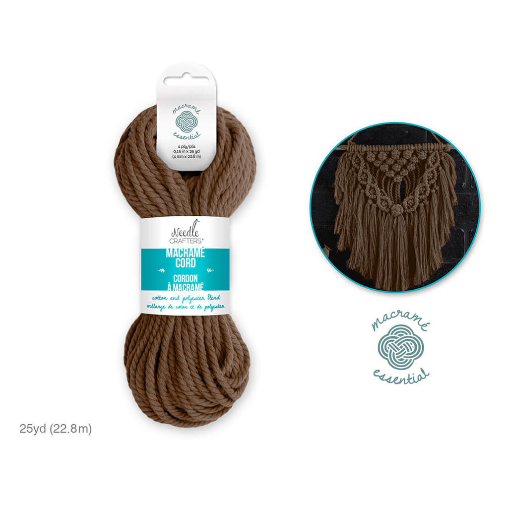 Needlecrafters Macrame Cord 4mm 25yds, Chocolate Brown