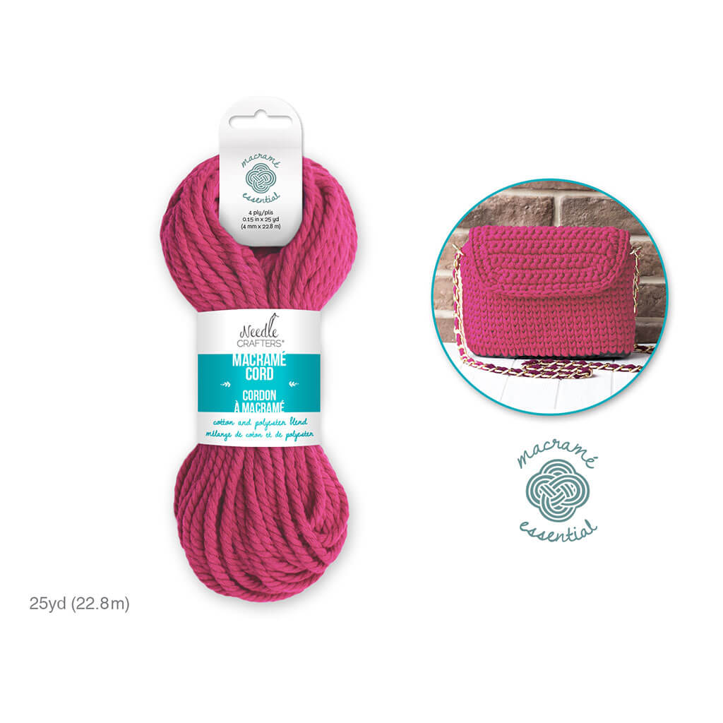 Needlecrafters Macrame Cord 4mm 25yds, Berry