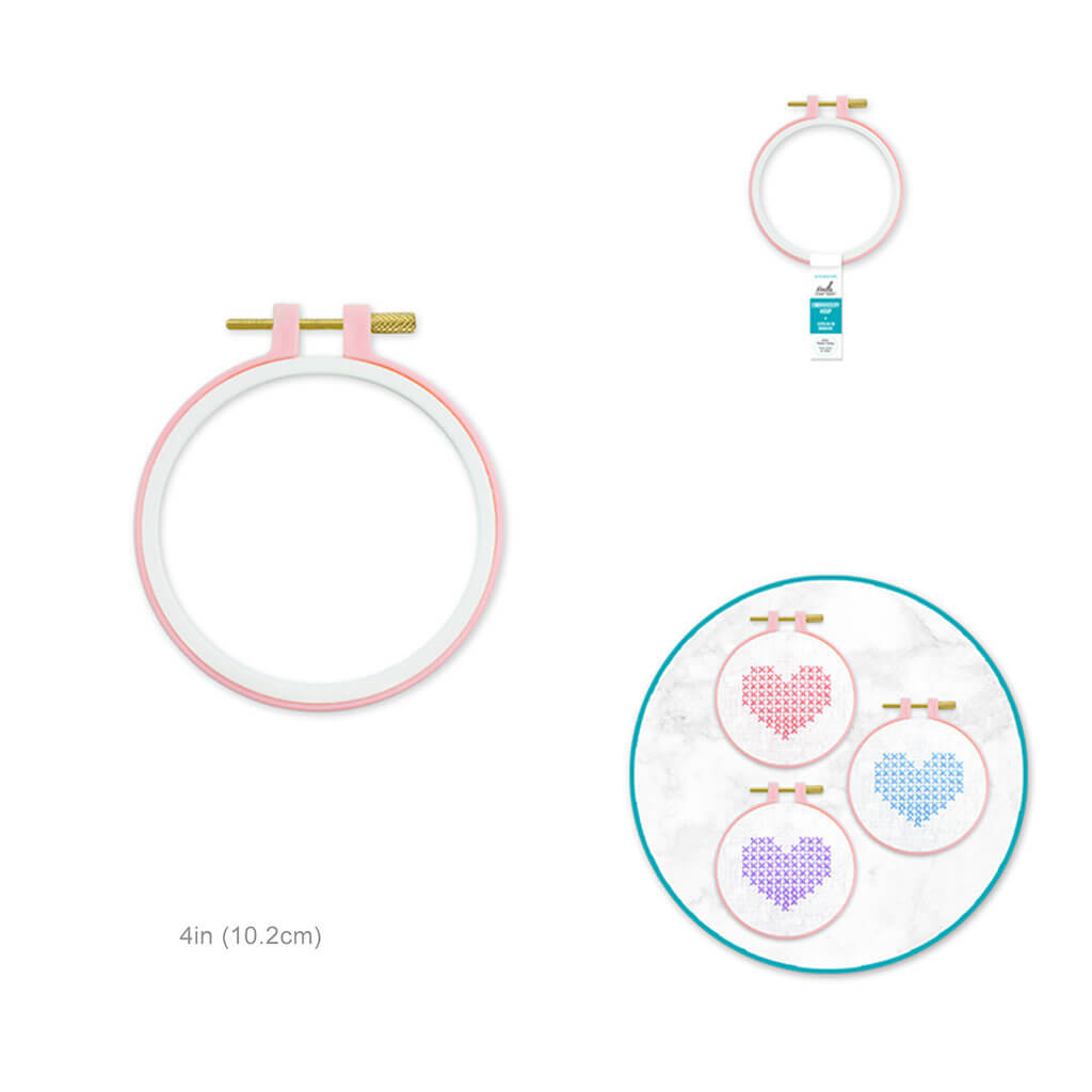 Plastic Embroidery Hoop with Brass Clamp, 4in