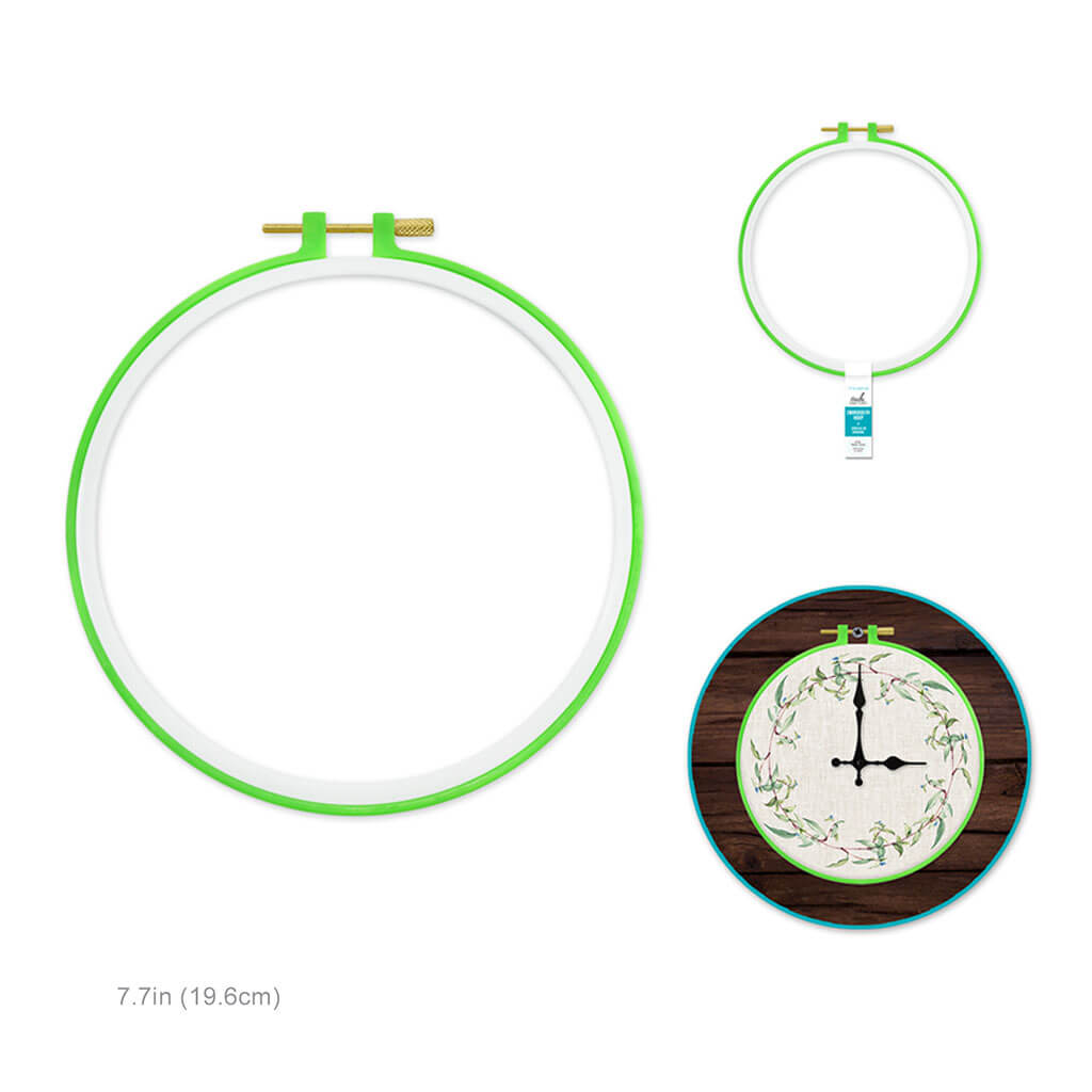 Plastic Embroidery Hoop with Brass Clamp, 8in