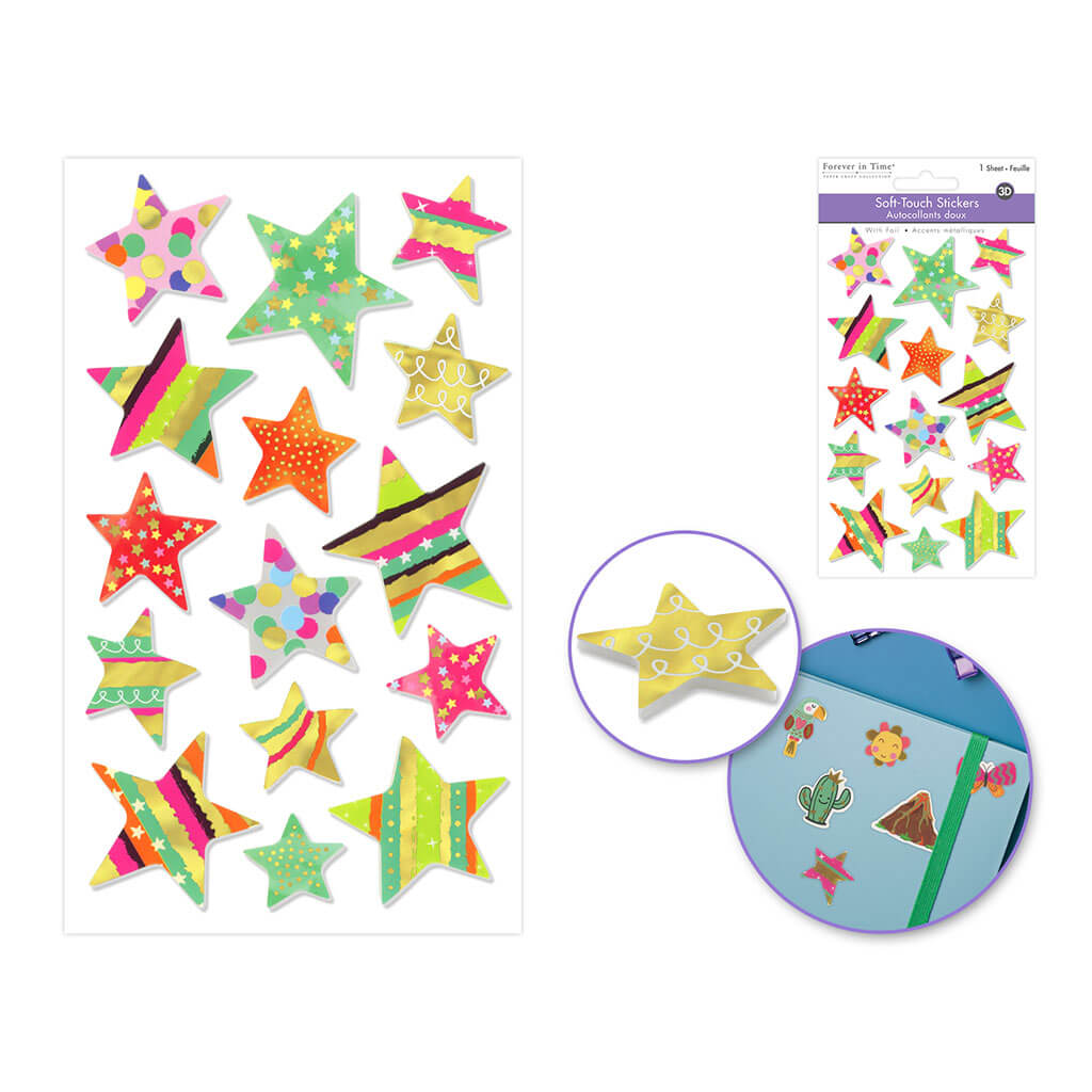 3D Foil Soft-Touch Themed 3.9in x 6.3in, Star
