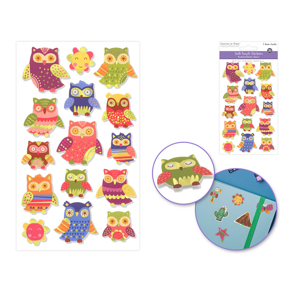 3D Foil Soft-Touch Themed 3.9in x 6.3in, Owl