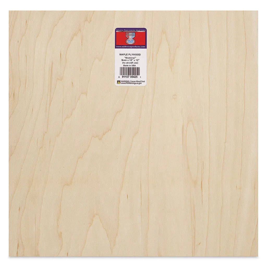 Maple Plywood 9mm x 12in x 12in