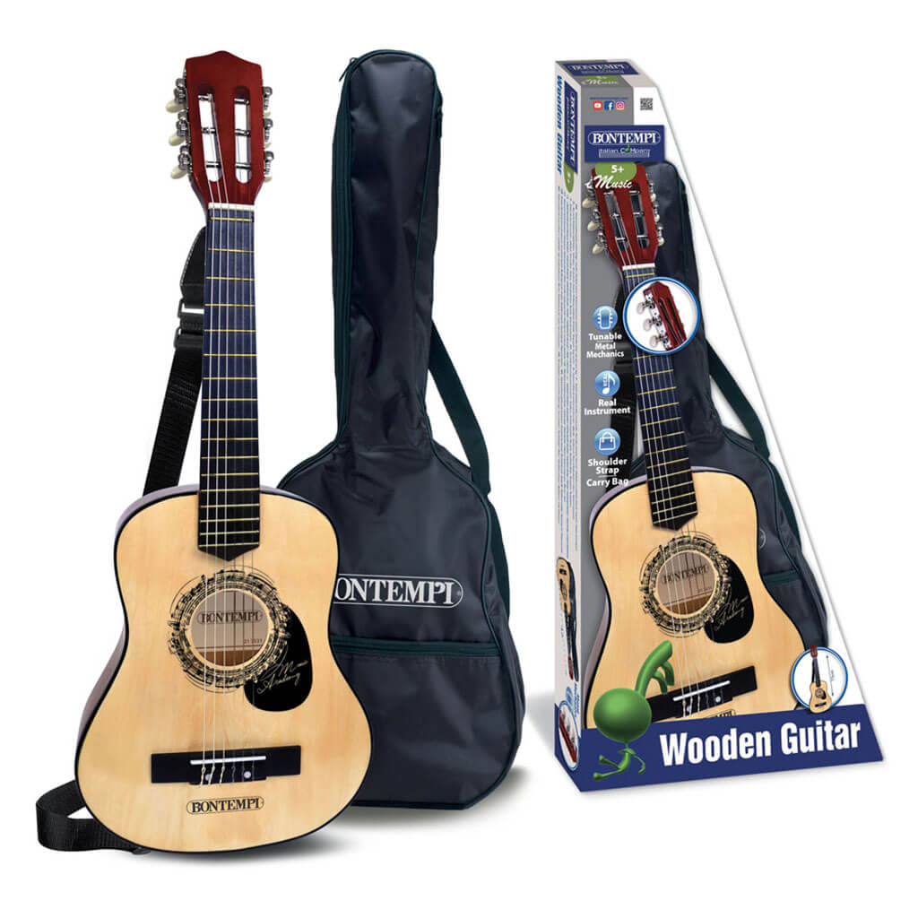 Bontempi Classical Wooden Guitar with Shoulder Strap And Carry Bag