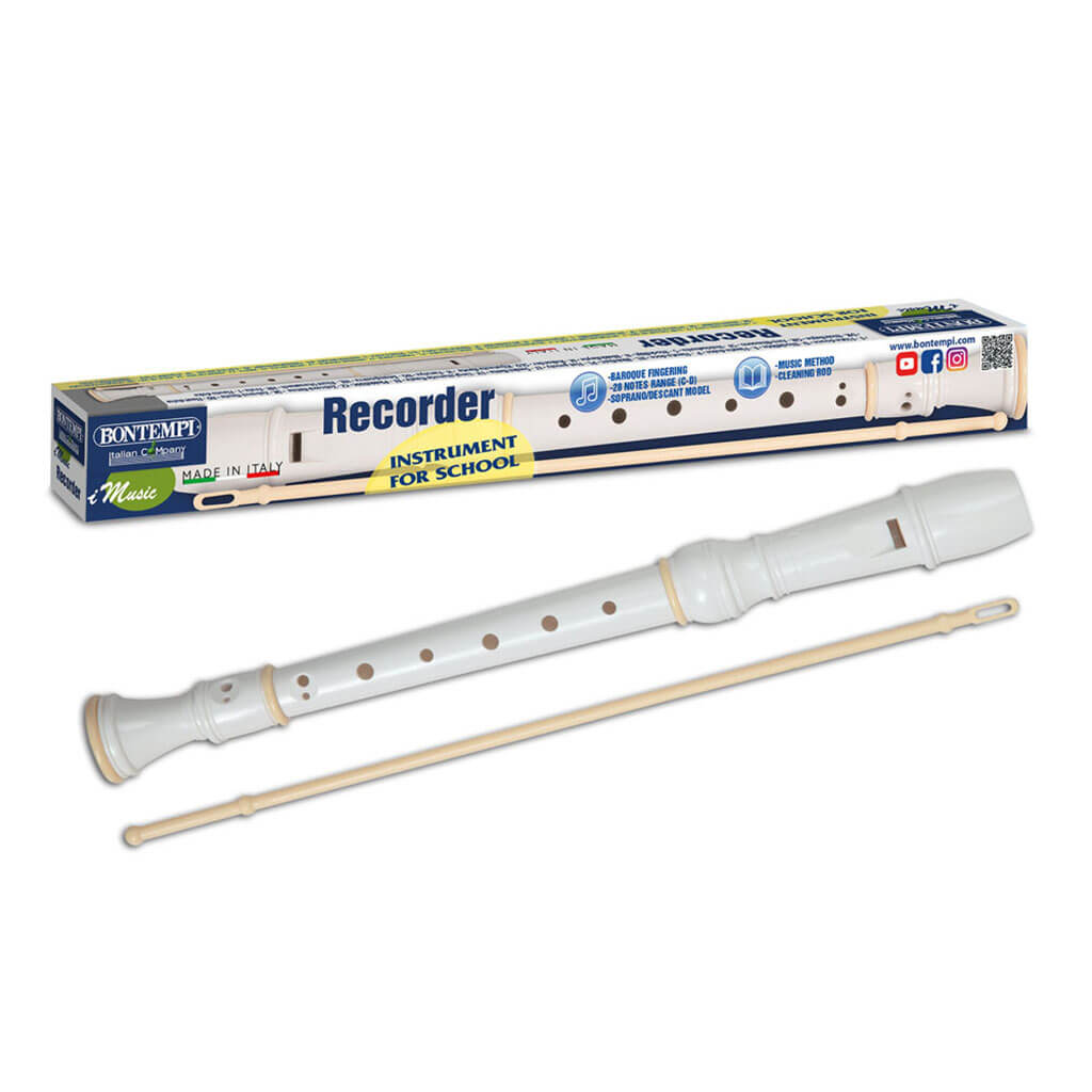 Bontempi Soprano Descant Recorder 33cm, White