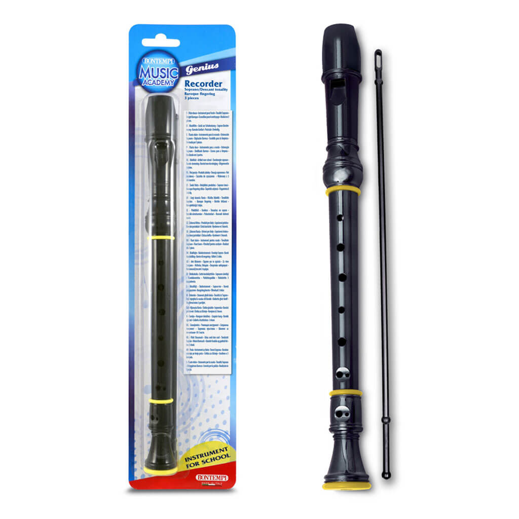 Bontempi Soprano Descant Recorder 33cm, Black