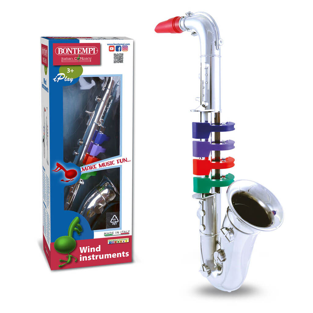 Bontempi Saxophone with 4 Coloured Keys/Notes 36.5cm