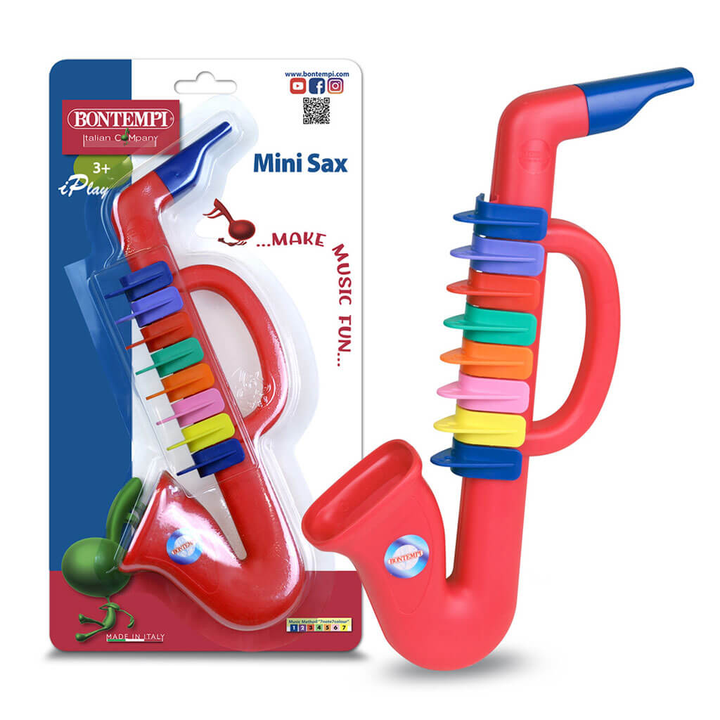 Bontempi Saxophone with 8 Coloured Keys/Notes, 28cm