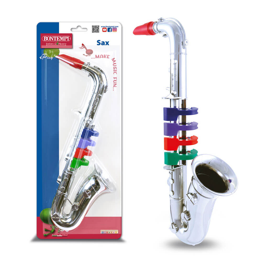 Bontempi Saxophone with 4 Coloured Keys/Notes, 36.5cm