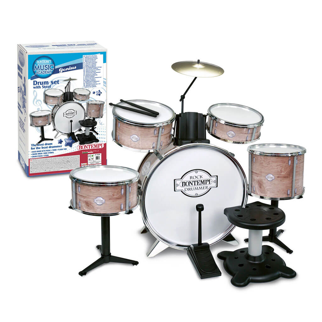 Bontempi Metallic Silver Drum Set with Stool