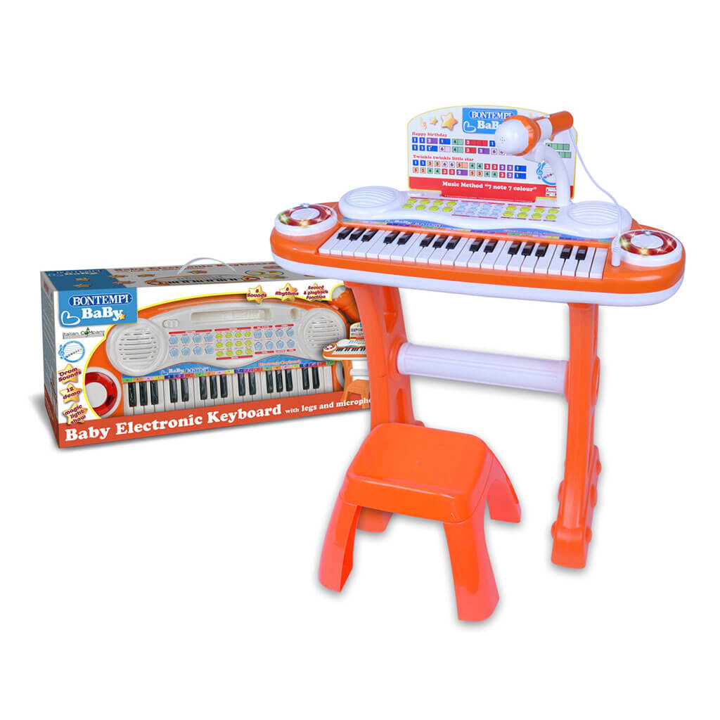 Bontempi Electronic Keyboard with Microphone and Stool