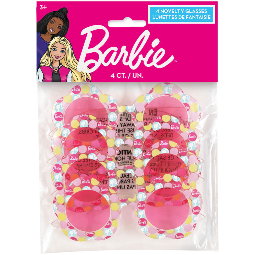 Barbie Flower Shape Novelty Glasses, 4ct