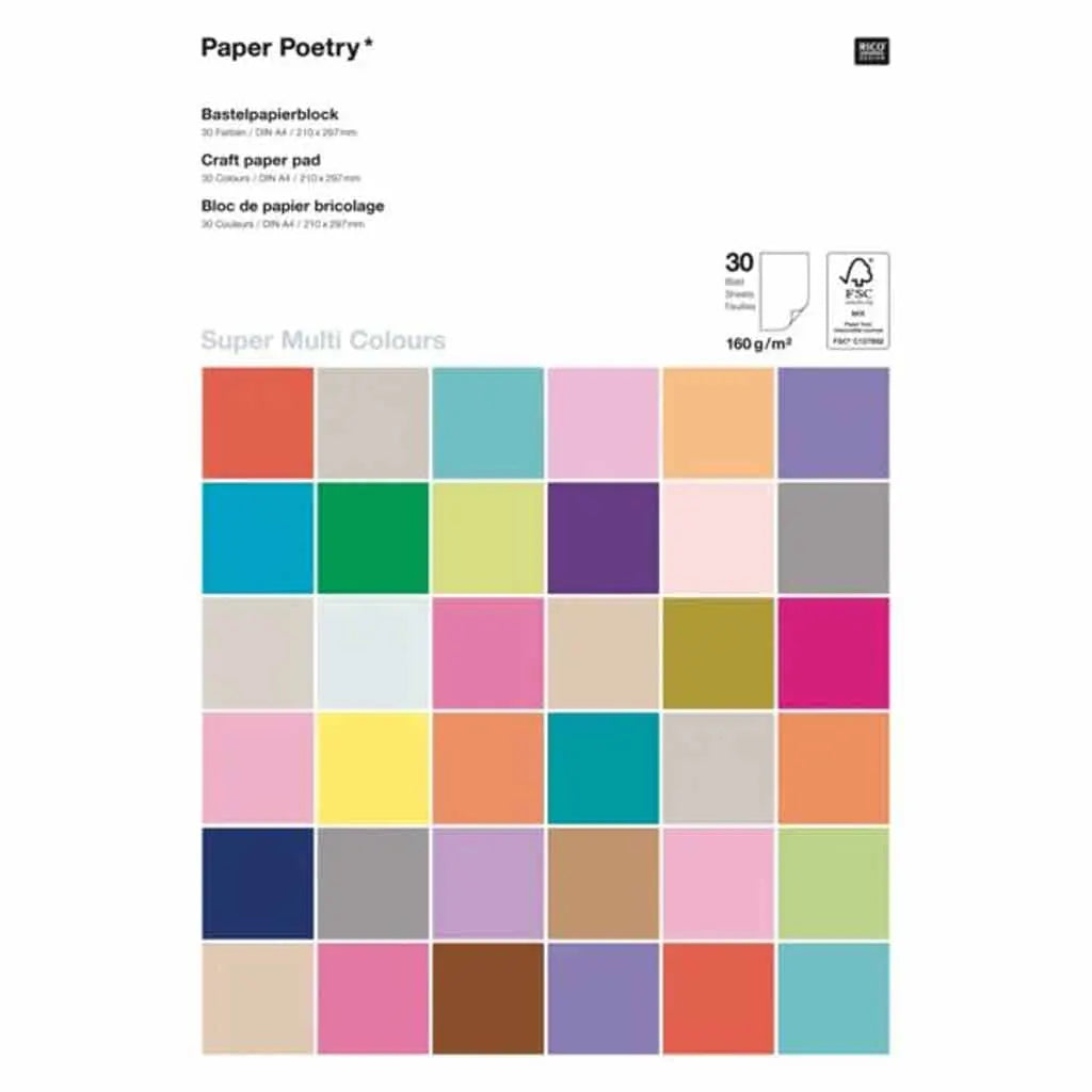 Paper Pads, Super Color Pad 160gsm, 30 Sheets
