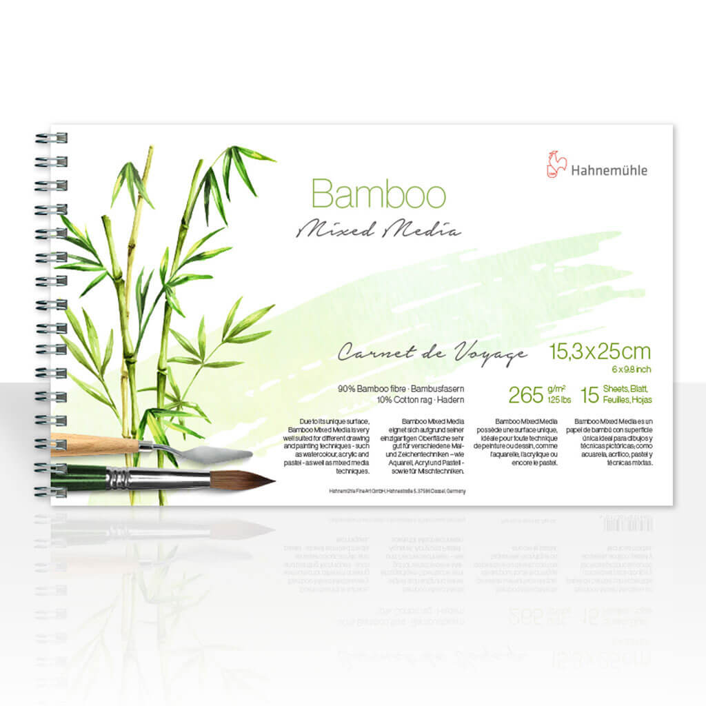 Hahnemuhle Bamboo Carnet De Voyage 265gsm 15.3cm x 25cm, 15 Sheets