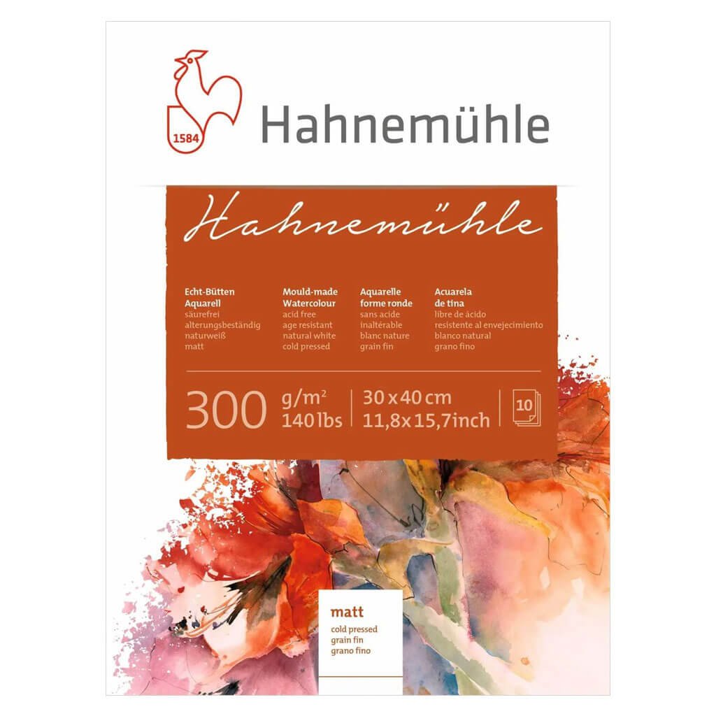 Watercolor Block &quot;Hahnemuhle&quot; Matt 300gsm, 30cm x 40cm, 10 Sheets