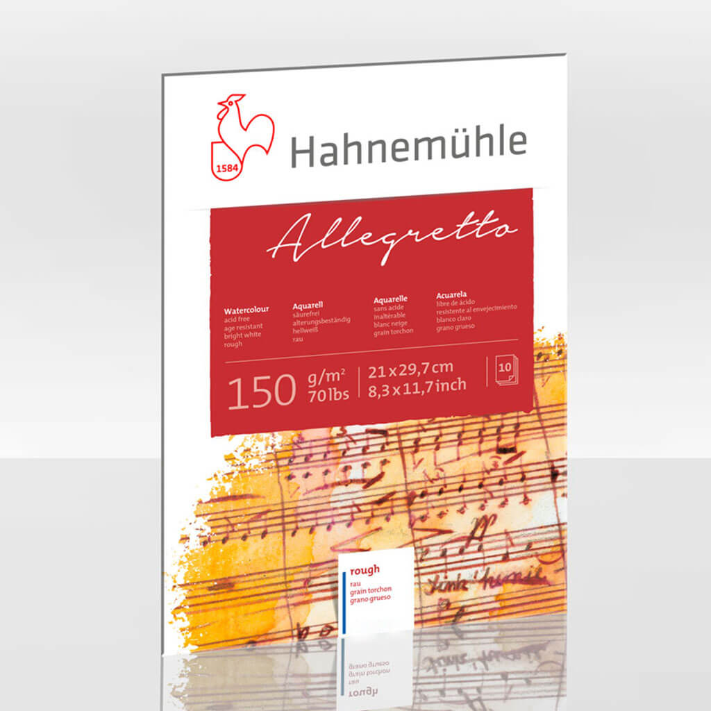 Hahnemuhle Watercolor Pad &quot;Allegretto&quot; Fine Rough 150gsm, DIN A4, 10 Sheets