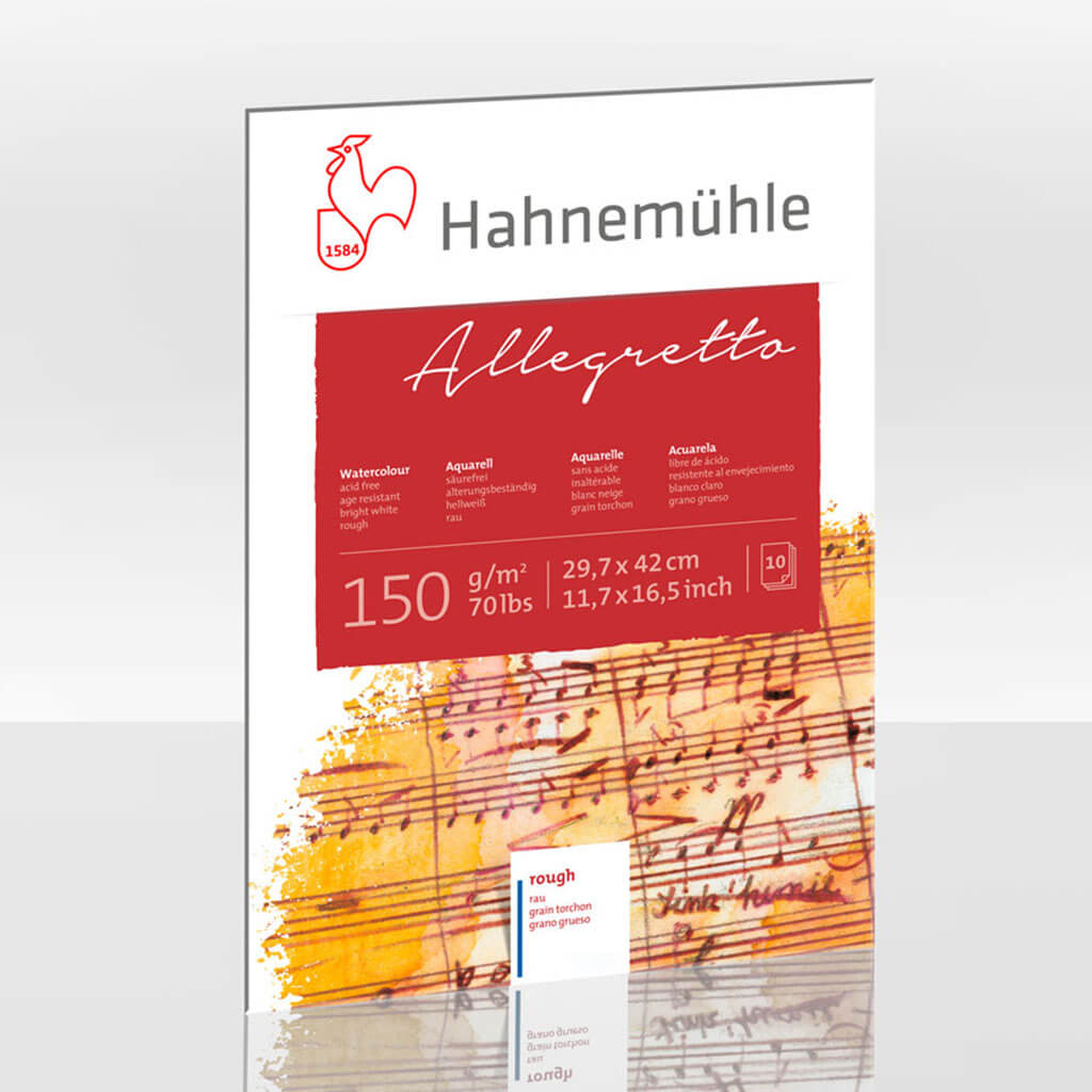 Hahnemuhle Watercolor Pad &quot;Allegretto&quot; Fine Rough 150gsm, DIN A3, 10 Sheets