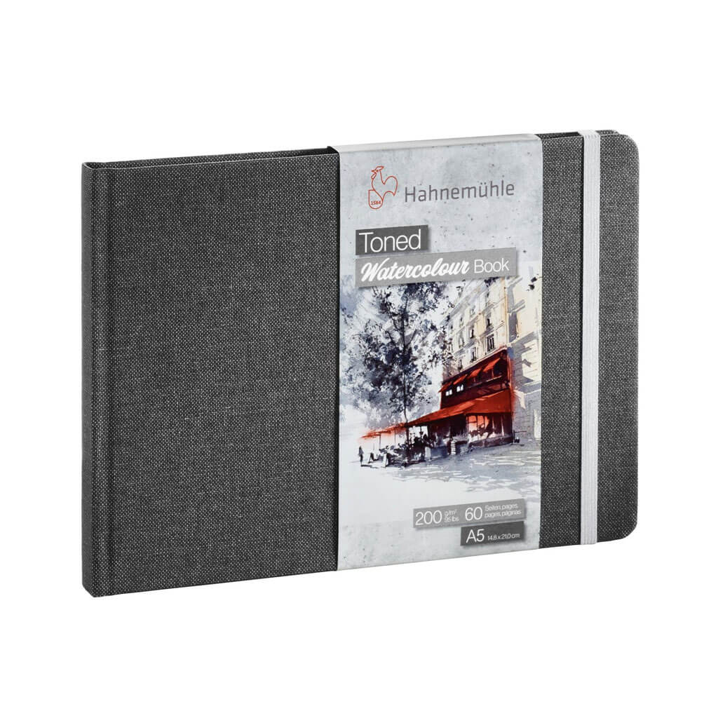 Hahnemuhle Toned Watercolor Book Grey 200gsm A5 landscape Size 14.8cm x 21cm, 30 Sheets/60pages