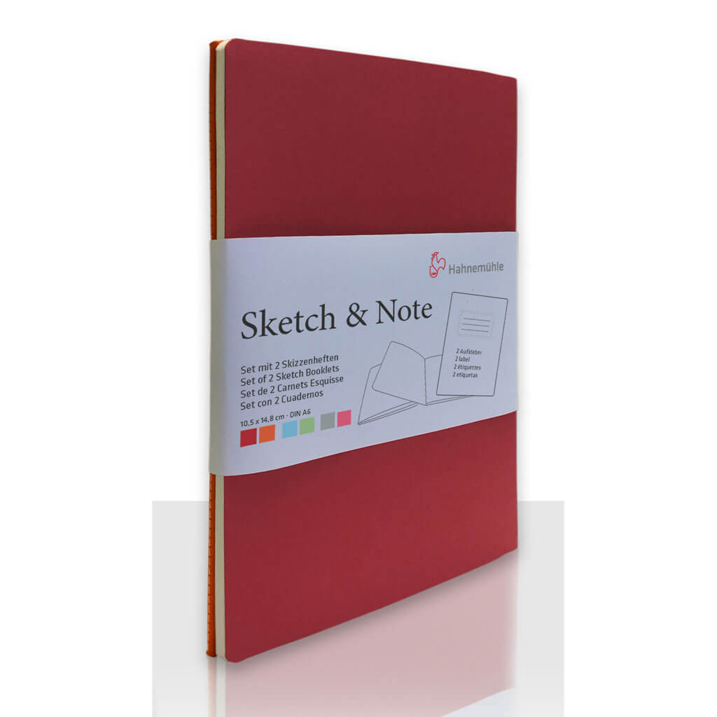 Hahnemuhle Sketch &amp; Note Red Bundle 125gsm A6 10.5cm x 14.8cm, 20 Sheets per booklet 2PK