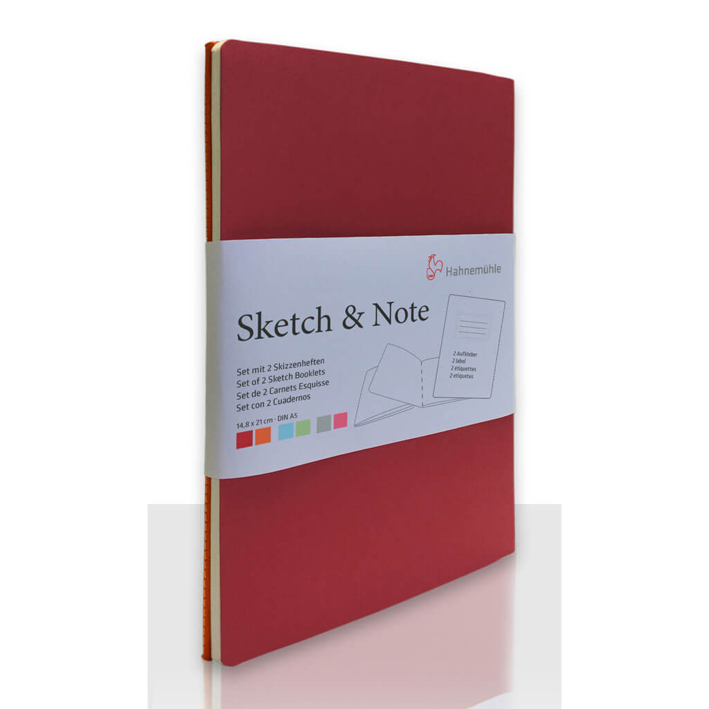 Hahnemuhle Sketch &amp; Note Red Bundle 125gsm A5 5.88cm x 8.25cm, 20 Sheets per booklet 2PK