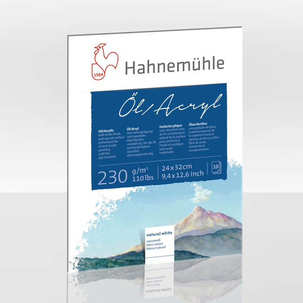 Hahnemuhle Oil and Acrylic Block 230gsm, 24cm x 32cm, 10 Sheets