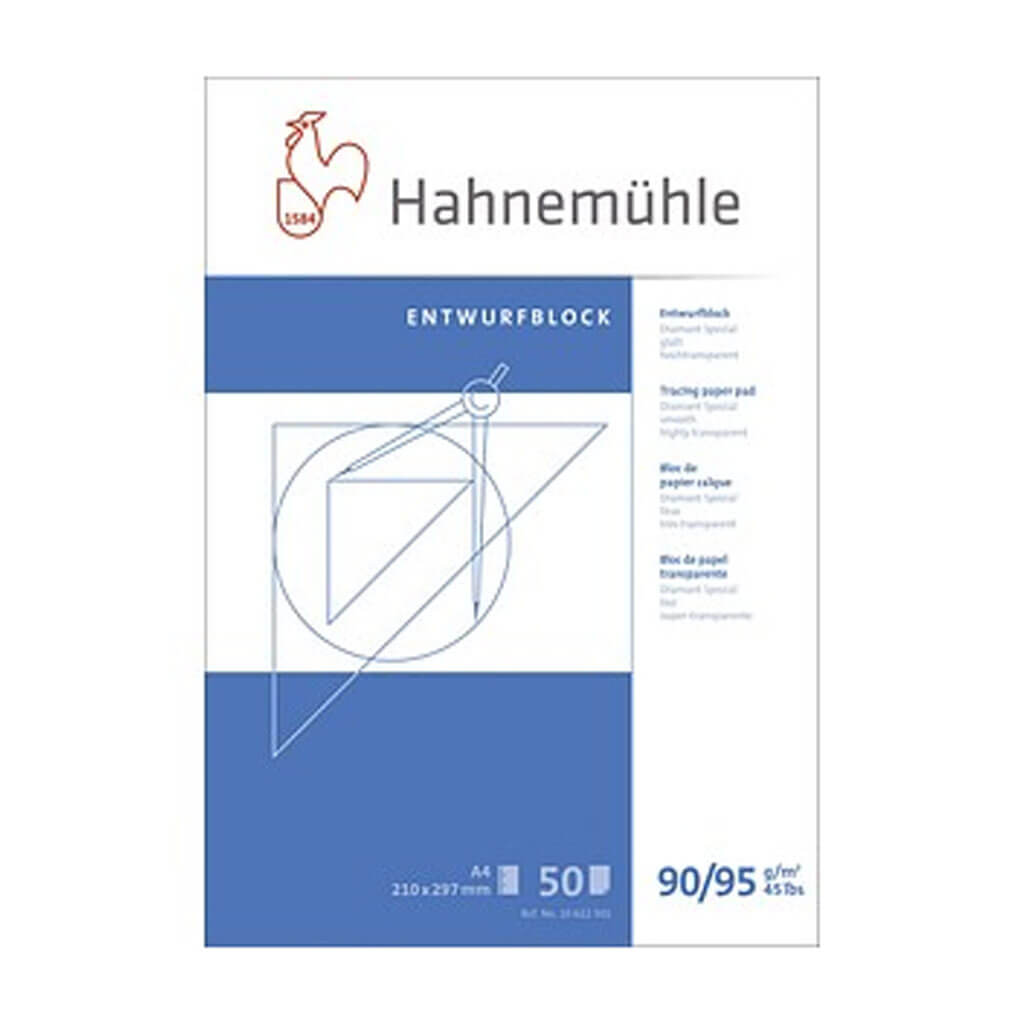 Hahnemuhle Tracing Paper Pad &quot;Diamant&quot; 90/95gsm A4 Size 210x297mm, 50 Sheets