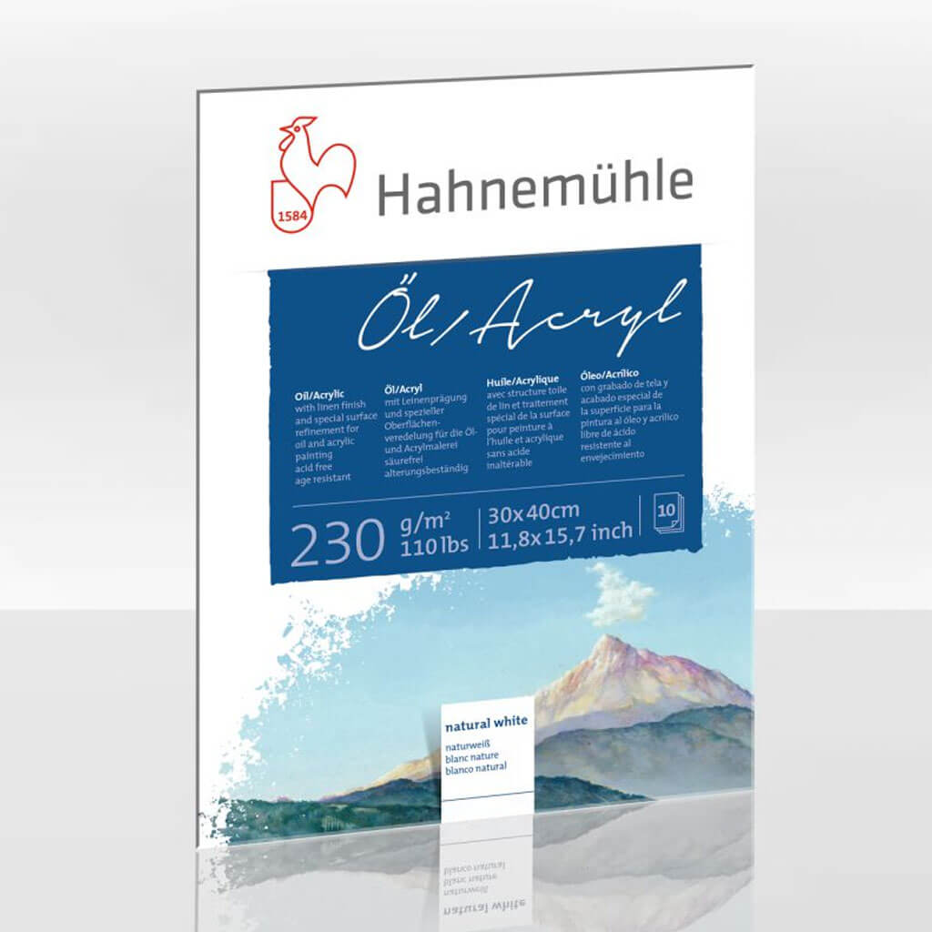 Hahnemuhle Oil and Acrylic Block 230Gsm, 30cm x 40cm, 10 Sheets