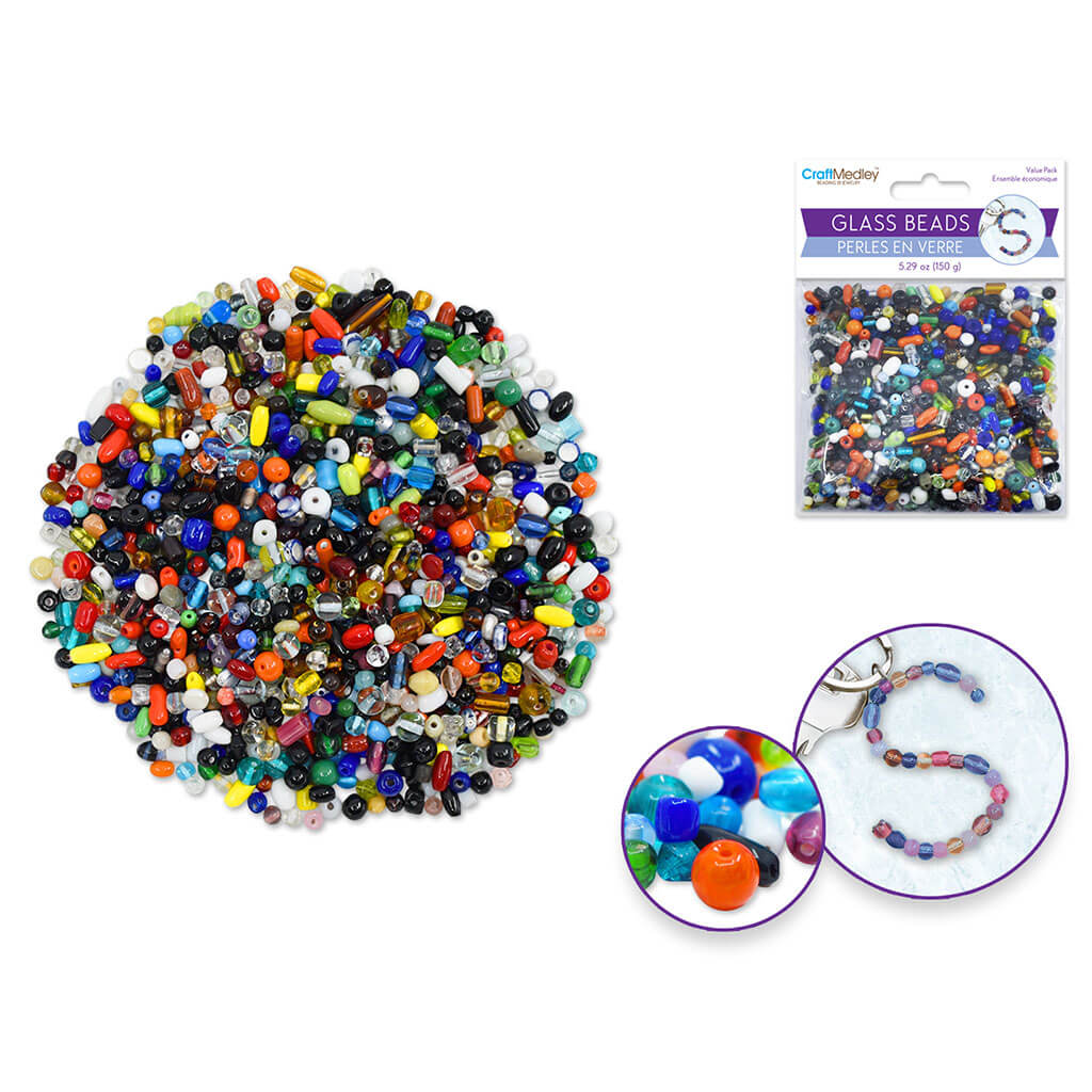 Glass Beads: Bulk 3mm-6mm Mix Value-Pack 150gms1