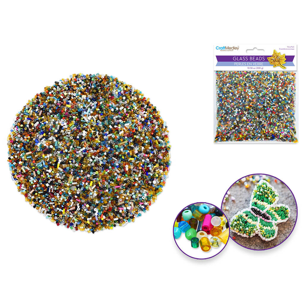 Glass Beads: Bulk 11/0 Seed/Bugle Mix Value-Pack 300gms