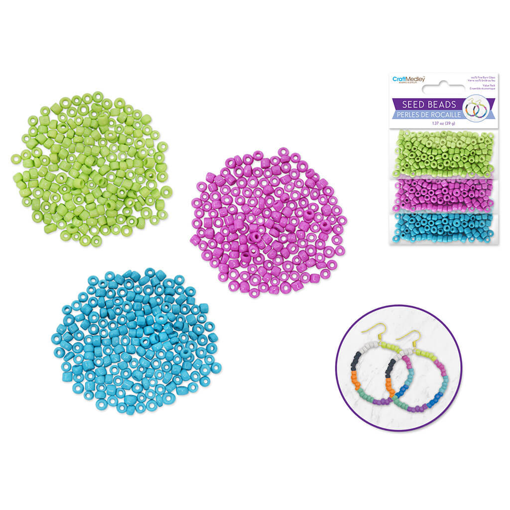 Glass Seed Beads: 6/0 Dyed 39gms Gloss Finish, Pastel