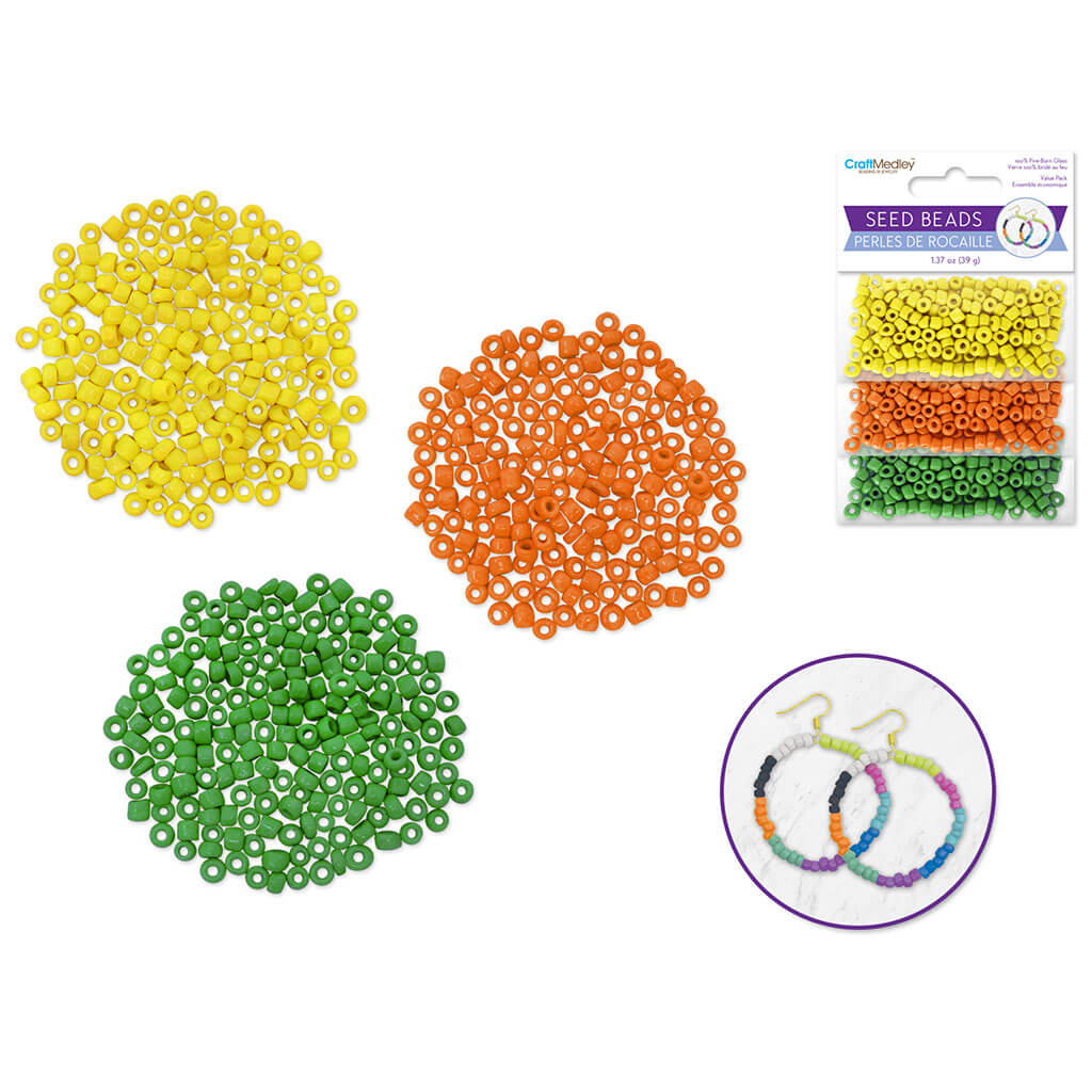 Glass Seed Beads: 6/0 Dyed 39gms Gloss Finish, Tropical