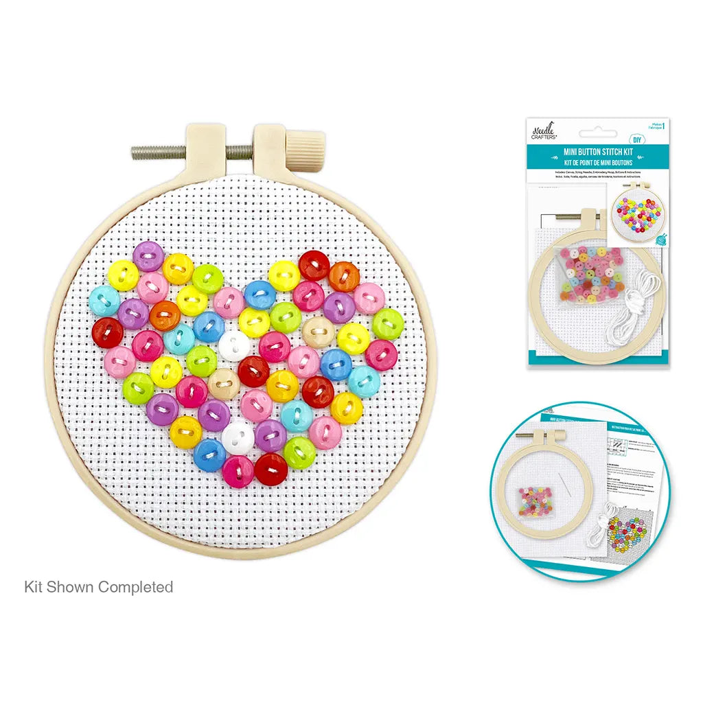 Needlecrafters Kit: DIY Mini Button Cross-Stitch Kit Heart