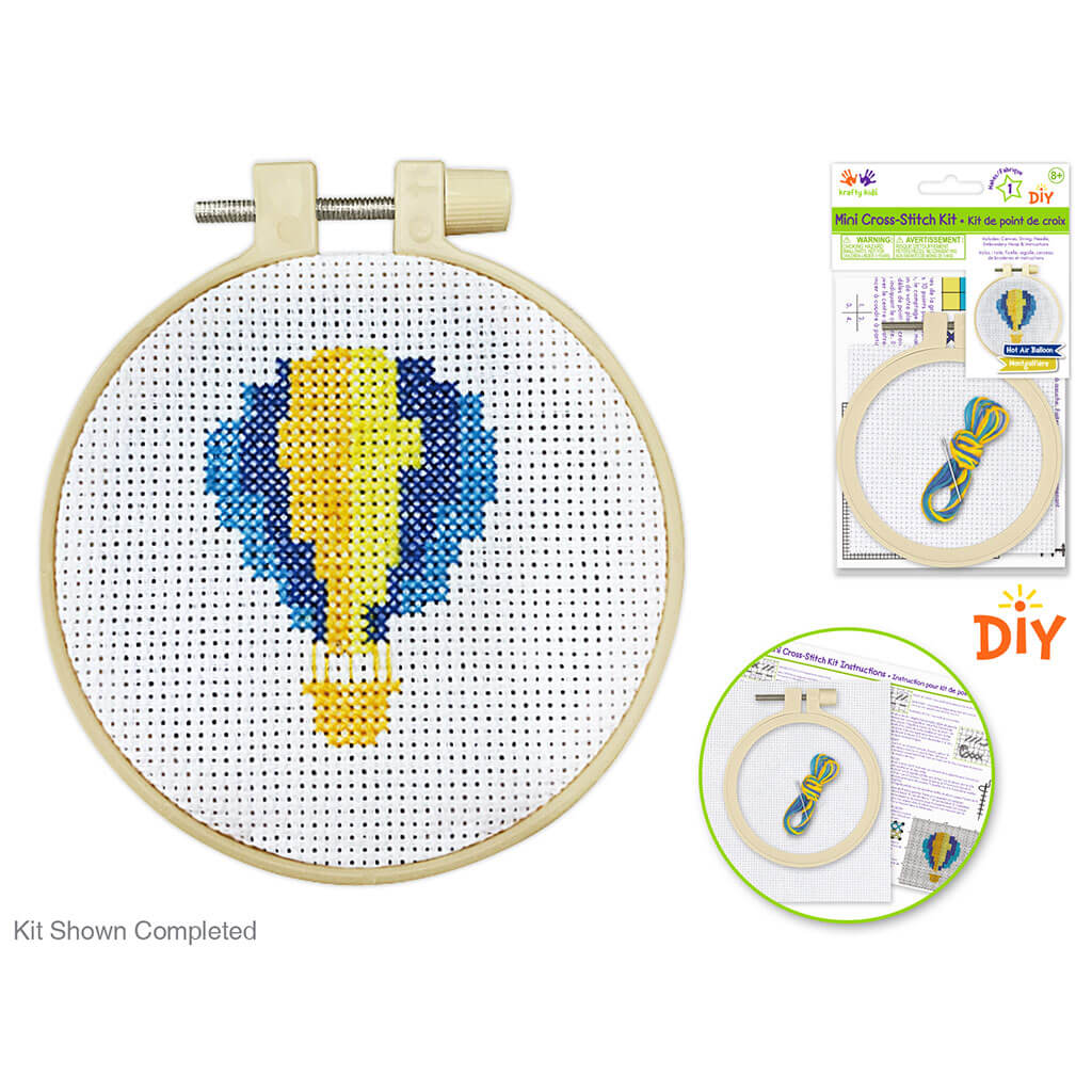 Krafty Kids Kit: DIY Mini Cross-Stitch Kit, Hot Air Balloon