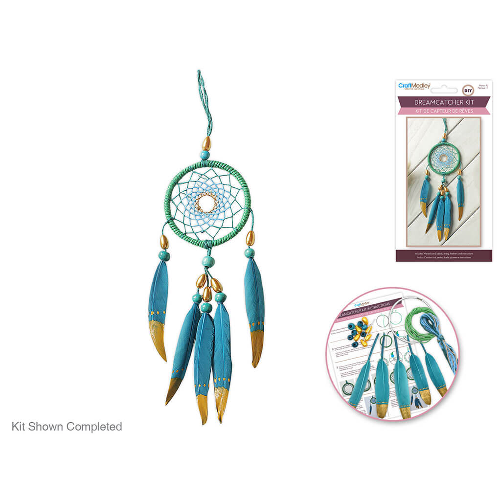 Craft Medley Kit: DIY Dream Catcher with Beads, Turquoise