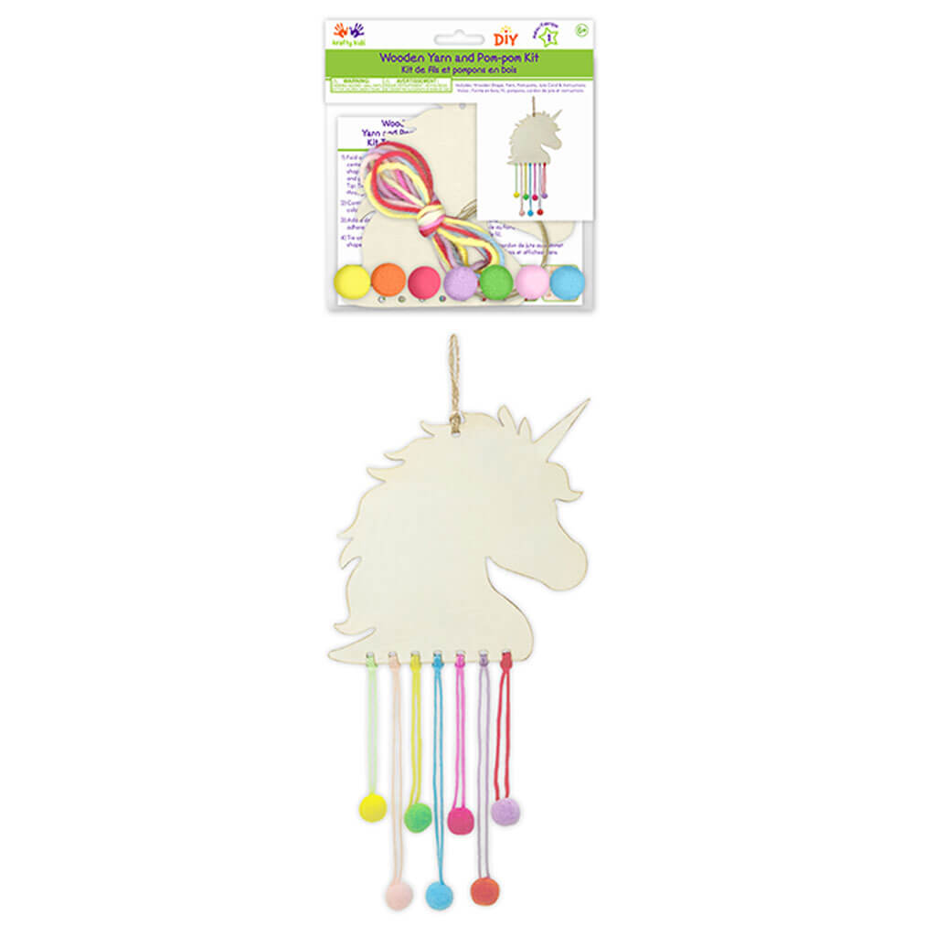 Krafty Kids Kit: DIY Wood Ornament Yarn & Pompom Kit