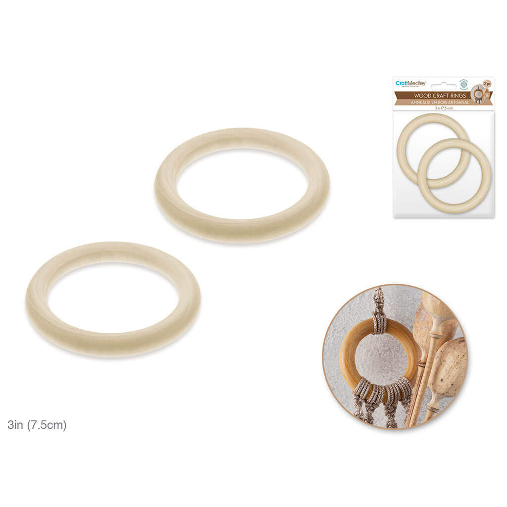 Craftwood: 75mm Craft Rings x2 Natural