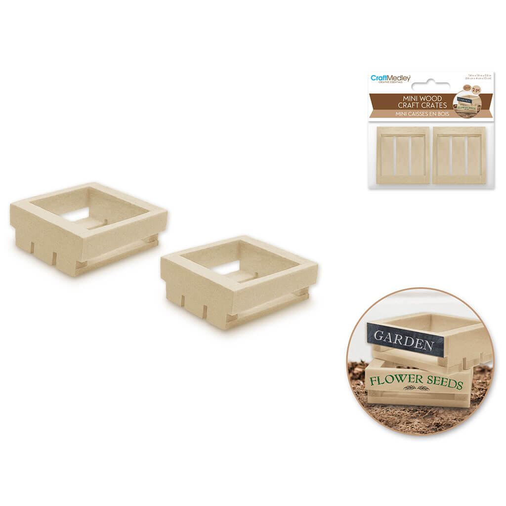 Wood Craft: 1.4in x 1.6in Mini Crate 2pc Slatted