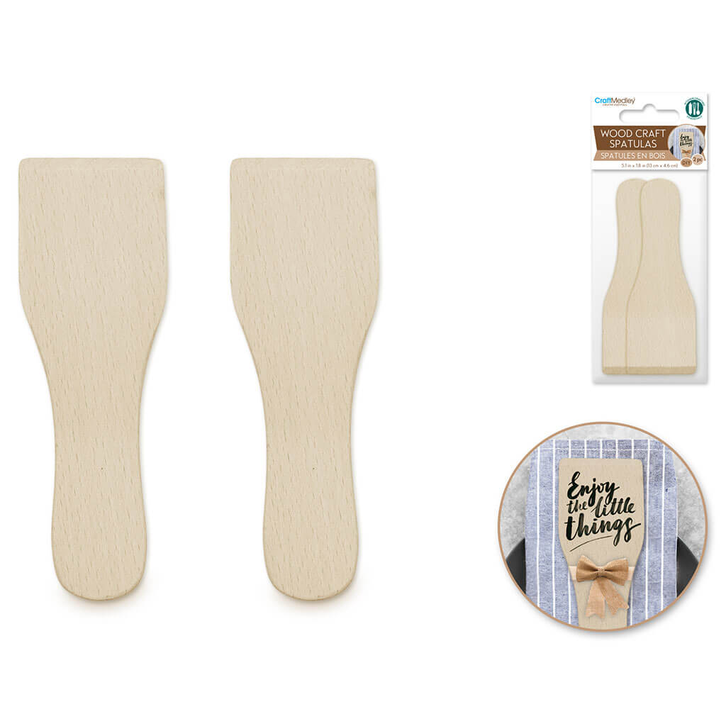 Wood Craft: 5.1in x 1.8in Flat Spatula 2pc