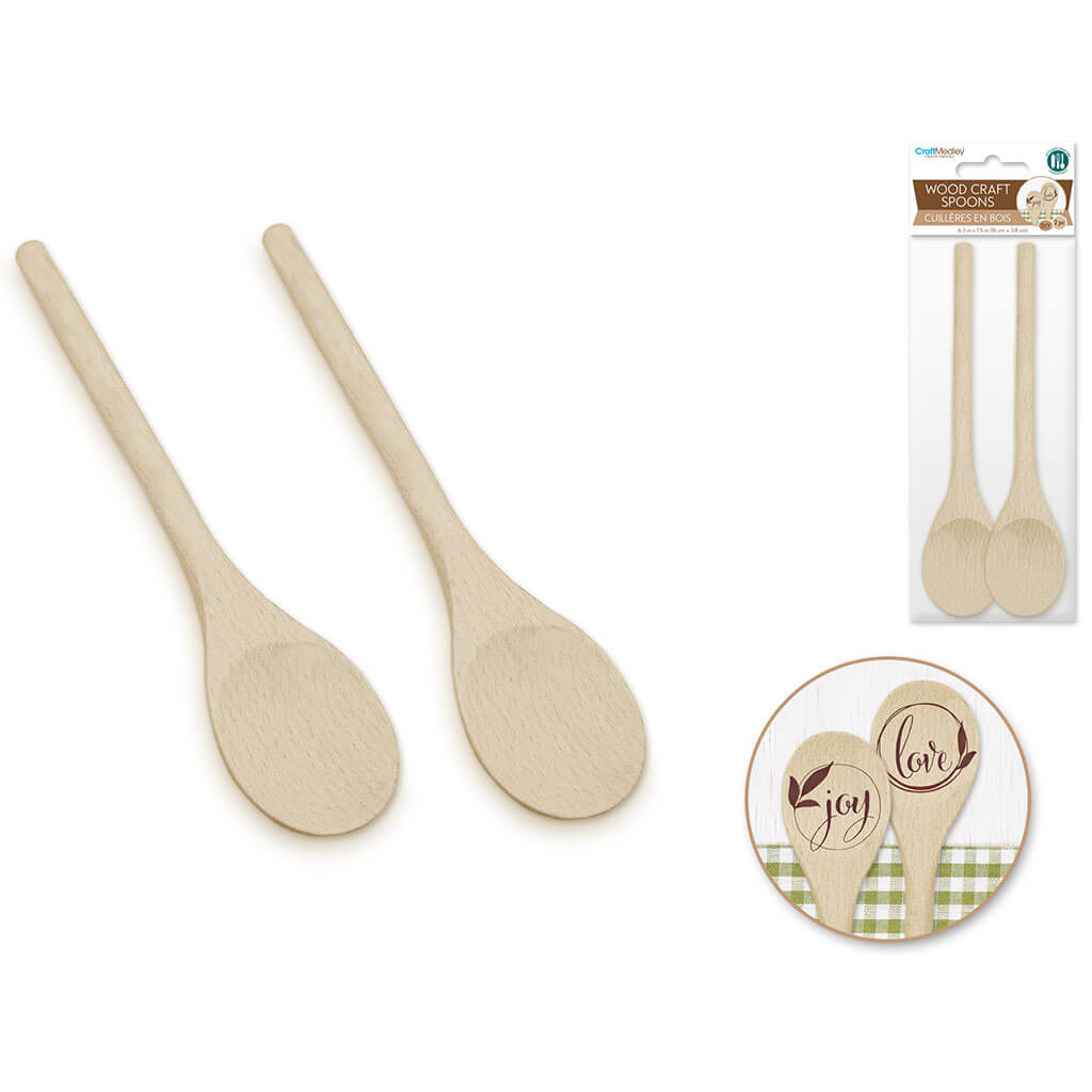 Wood Craft: 6.3in x 1.5in Spoon 2pc