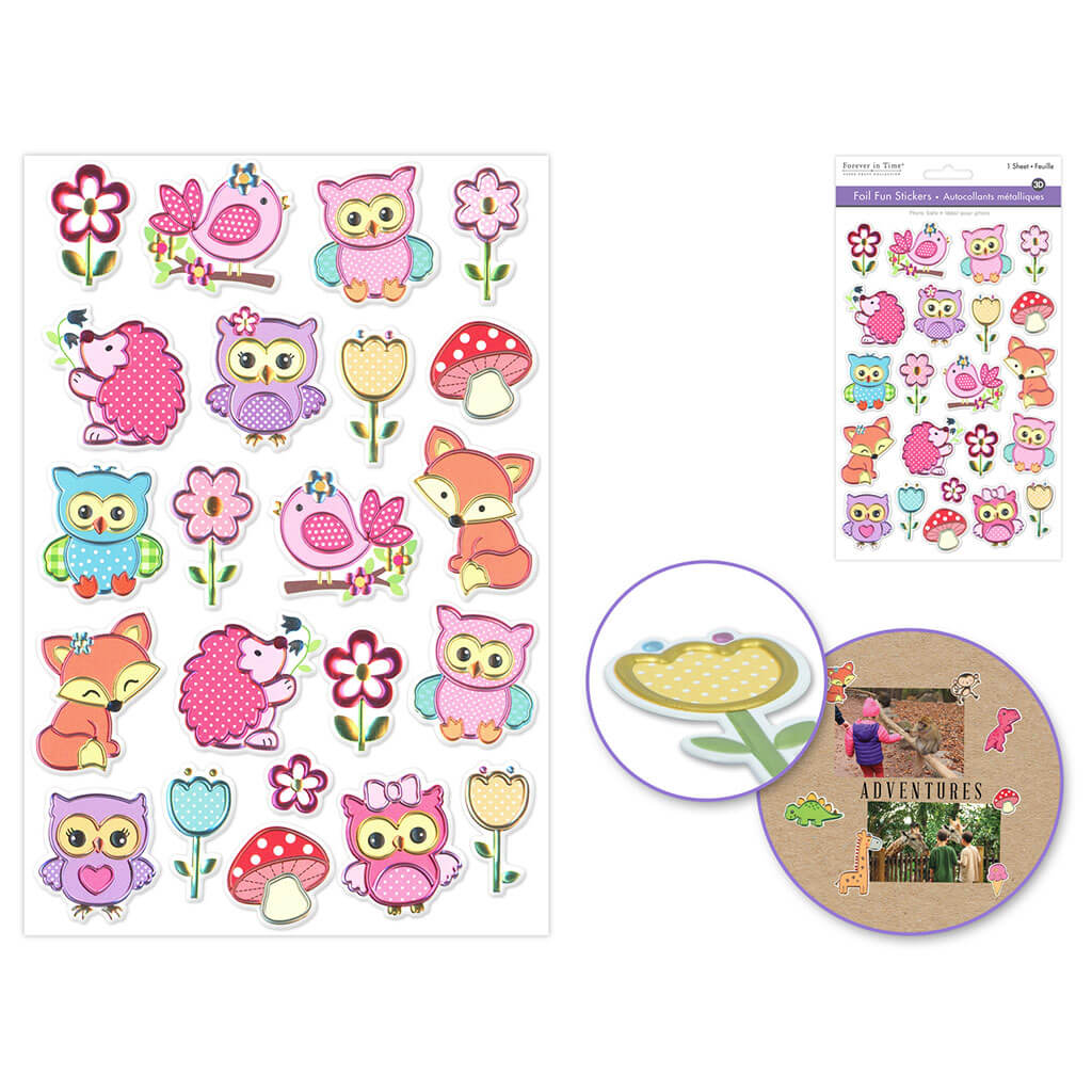 Paper Craft Sticker: 5.5in x 8.3in 3D Pop-Up Foil, Creature Fun