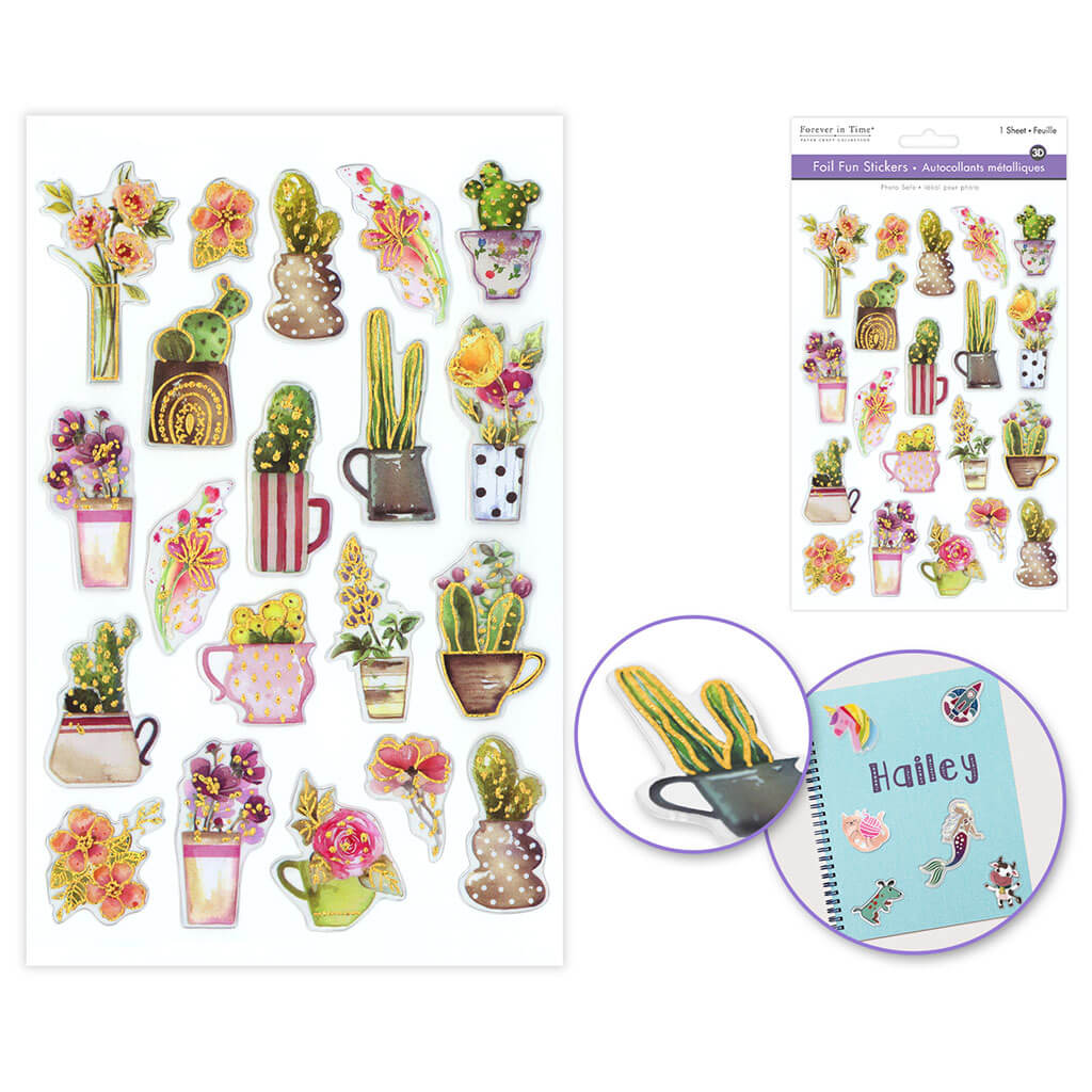 Paper Craft Sticker: 5.5in x 8.3in Foil Fun, Succulents