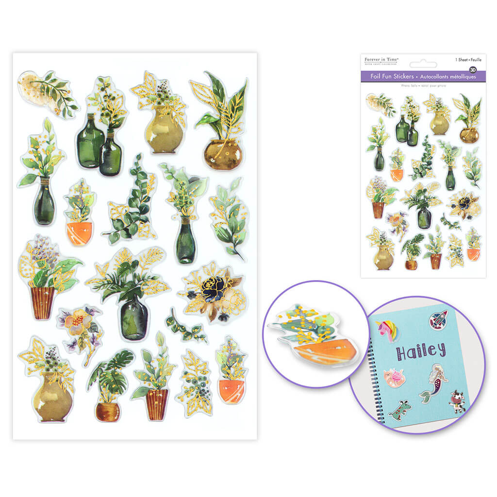 Paper Craft Sticker: 5.5in x 8.3in Foil Fun, Vine Bouquets