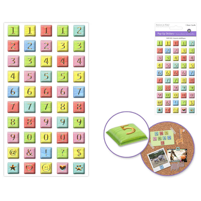 Paper Craft Sticker: 3.7in x 6.9in 3D Pop-Up Foil, Numbers
